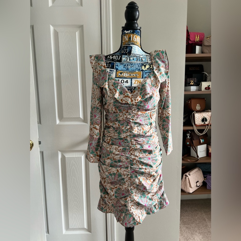 NWT Veronica Beard Lozano Floral Silk Ruched Minidress - Picture 5 of 9